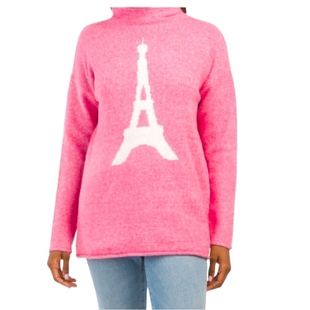 Cupcakes & Cashmere Eiffel Tower Sweater in Pink